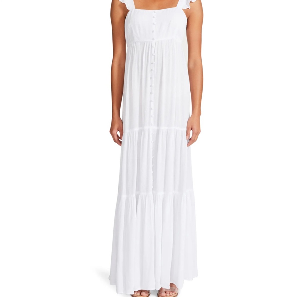 NWT Brand New BB Dakota “Ready or Yacht” White Ruffle Strap Maxi Dress Size XL
